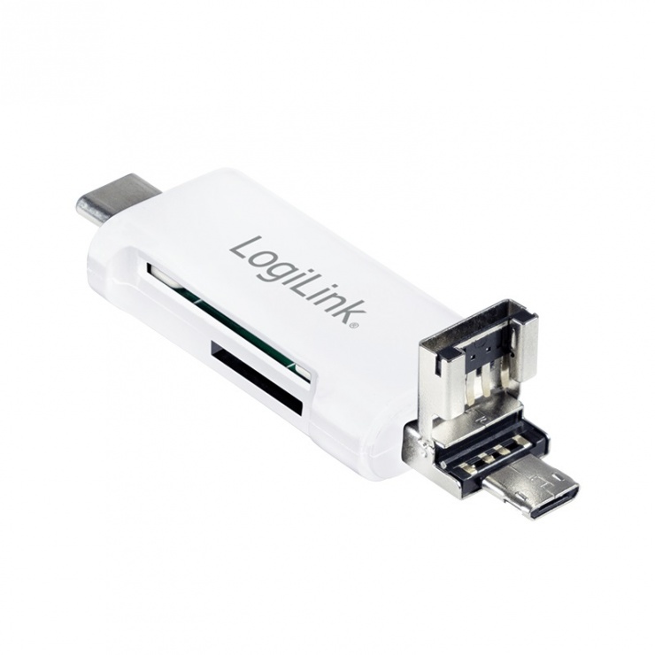 Imagine Cititor de carduri USB-C/USB-A/micro USB-B la SD/micro SD/MMC, Logilink CR0041